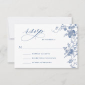 ビクトリアンダスティブルーフランスのガーデン結婚フローラ 出欠カード (正面)