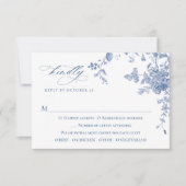ビクトリアンダスティブルーフランスのガーデン結婚フローラ 出欠カード (正面)