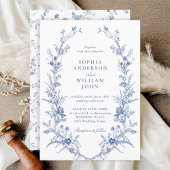 ビクトリアンダスティブルーフランスのガーデン結婚フローラ 招待状