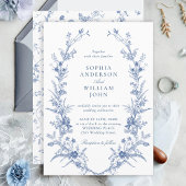 ビクトリアンダスティブルーフランスのガーデン結婚フローラ 招待状