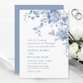 ビクトリアンダスティブルーフランスのガーデン結婚フローラ 招待状