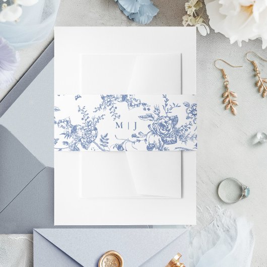 ビクトリアンダスティブルーフランスのガーデン結婚花 招待状ベリーバンド