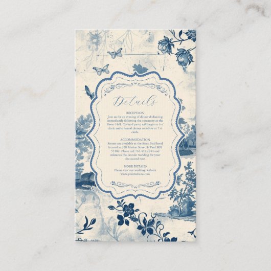 ビクトリアンダスティブルーフランスのトワ結婚ーズ エンクロージャーカード (正面)