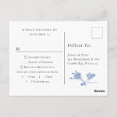 ビクトリアンダスティブルーフランスの庭園の結婚式RSVP ポストカード (裏面)