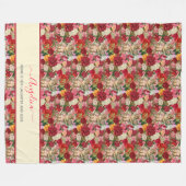 ビクトリアンチェルブとバラヴィンテージスタイルパターン フリースブランケット (正面(横))