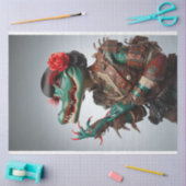 ビクトリアンティール（緑がかった色）スケールスタイリッシュアリゲータデコパージュ 薄葉紙 (クラフト)