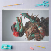 ビクトリアンティール(緑がかった色)右向きアリゲータデコパージュ 薄葉紙 (クラフト)