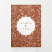 ビクトリアンテラコッタカトリックQRコー結婚ド 三つ折り招待状 (カバー)