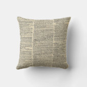 ビクトリアントップハット、ヴィンテージ辞書プリント クッション (裏面)