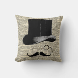 ビクトリアントップハット、ヴィンテージ辞書プリント クッション