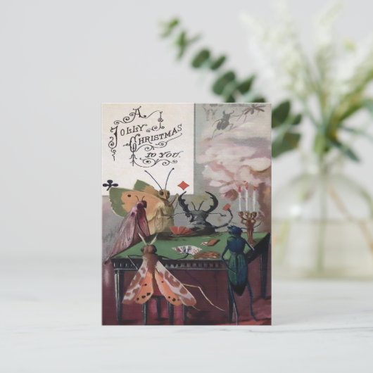 ビクトリアントランプのポーカーバグのクリスマス ポストカード (スタンド正面)