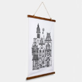 ビクトリアンハウスラインアートユーカラー 吊り下げ型タペストリー (傾斜あり)