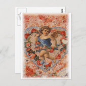 ビクトリアンハートとレース付きケルブ ポストカード (正面/裏面)