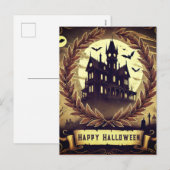 ビクトリアンハ幽霊のよく出るウスヴィンテージハッピーハローウィン シーズンポストカード (正面/裏面)