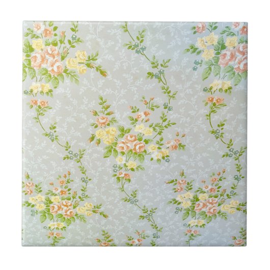 ビクトリアンバラとつる植物セラミックタイル タイル (正面)
