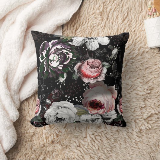 ビクトリアンバラはっきりしたカラフルフローラ クッション (ブランケット)