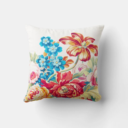 ビクトリアンバラはっきりしたカラフルフローラ クッション (裏面)