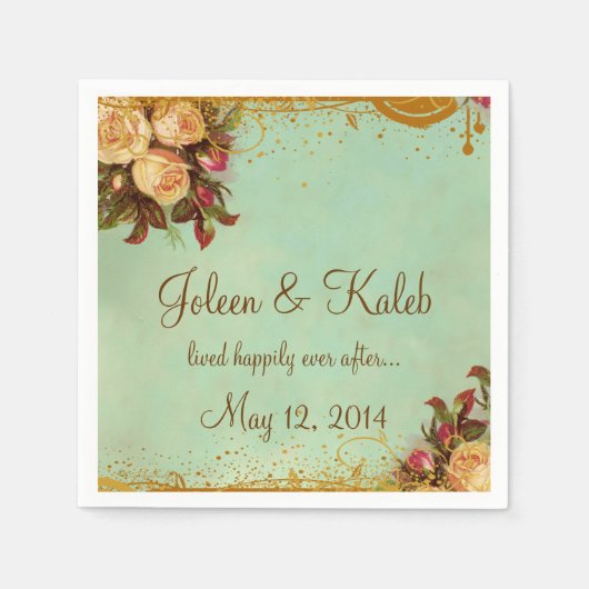 ビクトリアンバラエレガントパーソナライズされたナプキン スタンダードカクテルナプキン (正面)