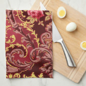 ビクトリアンバラエレガントフローラヴィンテージ キッチンタオル (四つ折り)