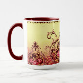 ビクトリアンバラエレガントフローラ赤金ゴールド繊維芸術 マグカップ (左)