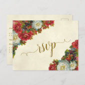 ビクトリアンバラエレガント秋ウェディングRSVP ポストカード (正面/裏面)