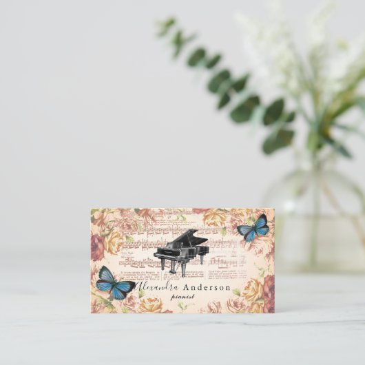 ビクトリアンバラピアニスト音楽先生名刺 名刺 (スタンド正面)