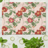 ビクトリアンバラピンクストライプ色の背景 キッチンタオル (折り畳み)