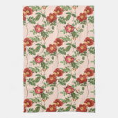 ビクトリアンバラピンクストライプ色の背景 キッチンタオル (縦)