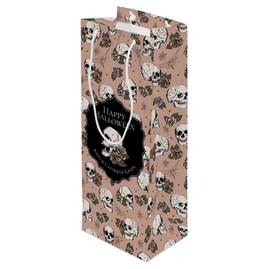 ビクトリアンバラピンクフローラスカルハロウィーン ワインギフトバッグ (裏面アングル)