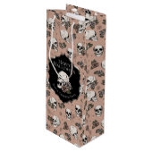 ビクトリアンバラピンクフローラスカルハロウィーン ワインギフトバッグ (正面アングル)