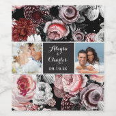 ビクトリアンバラブラック結婚ピンクの写真コラージュ ワインラベル (シングルラベル)