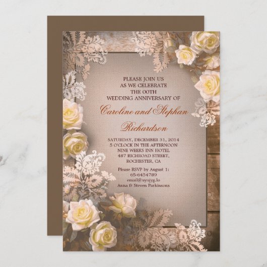 ビクトリアンバラヴィンテージ記念日招待状 招待状 (正面/裏面)