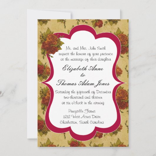 ビクトリアンバラ結婚式招待状 招待状 (正面)