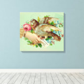 ビクトリアンバレンタインバードとバラ キャンバスプリント (インサイチュ (ウッドフロア))