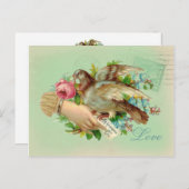 ビクトリアンバレンタインバードとバラ シーズンポストカード (正面/裏面)