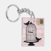 ビクトリアンバードケージピンクアクリルキーチェーン キーホルダー (正面左)
