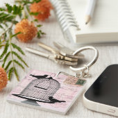 ビクトリアンバードケージピンクアクリルキーチェーン キーホルダー (正面右)