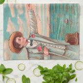 ビクトリアンビーチラブドレスシ海結婚ズ・カップル キッチンタオル (折り畳み)