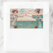 ビクトリアンビーチラブドレスシ海結婚ズ・カップル 長方形シール (バッグ)