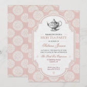 ビクトリアンピンクのハイティーパーティー 招待状 (正面/裏面)