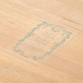 ビクトリアンフランスのセージ結婚グリーン アクリル招待状 (レイダウン)