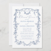 ビクトリアンフランスのブルーリハーサル結婚ディナー 招待状 (正面)