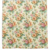 ビクトリアンフランスの国ヴィンテージ花 シャワーカーテン (正面)