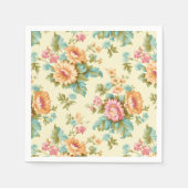 ビクトリアンフランスの国ヴィンテージ花 スタンダードカクテルナプキン (正面)
