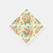 ビクトリアンフランスの国ヴィンテージ花 スタンダードカクテルナプキン (角)