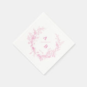 ビクトリアンフランスのToile Pink結婚's Monogram スタンダードカクテルナプキン (角)