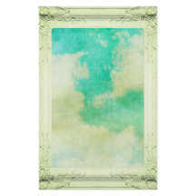 ビクトリアンフレーム空絵を描雲のティール（緑がかった色）クリーム