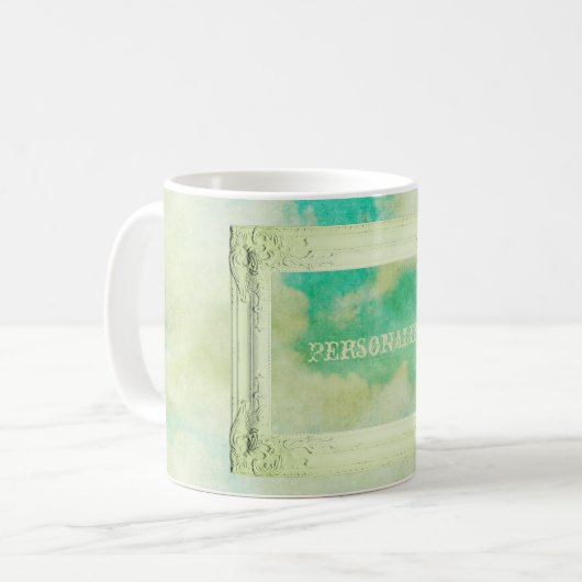 ビクトリアンフレーム空絵画雲のエレガントティール（緑がかった色） コーヒーマグカップ (正面左)