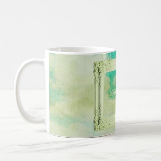 ビクトリアンフレーム空絵画雲のエレガントティール（緑がかった色） コーヒーマグカップ (左)
