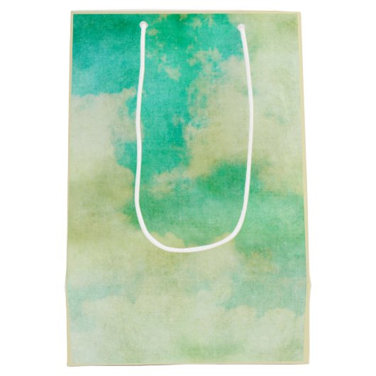 ビクトリアンフレーム空絵画雲のエレガントティール（緑がかった色） ミディアムペーパーバッグ (裏面)